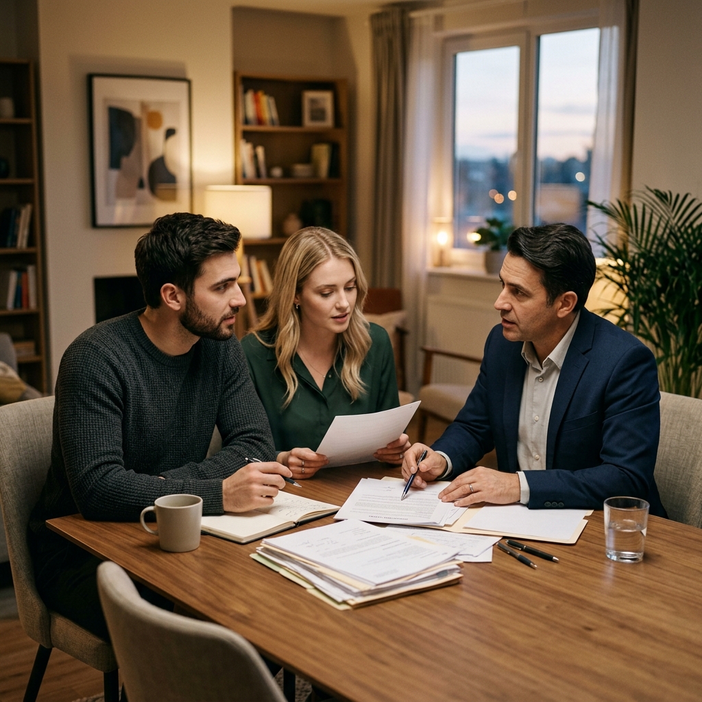 A homeowner looking at a graph of fluctuating interest rates.