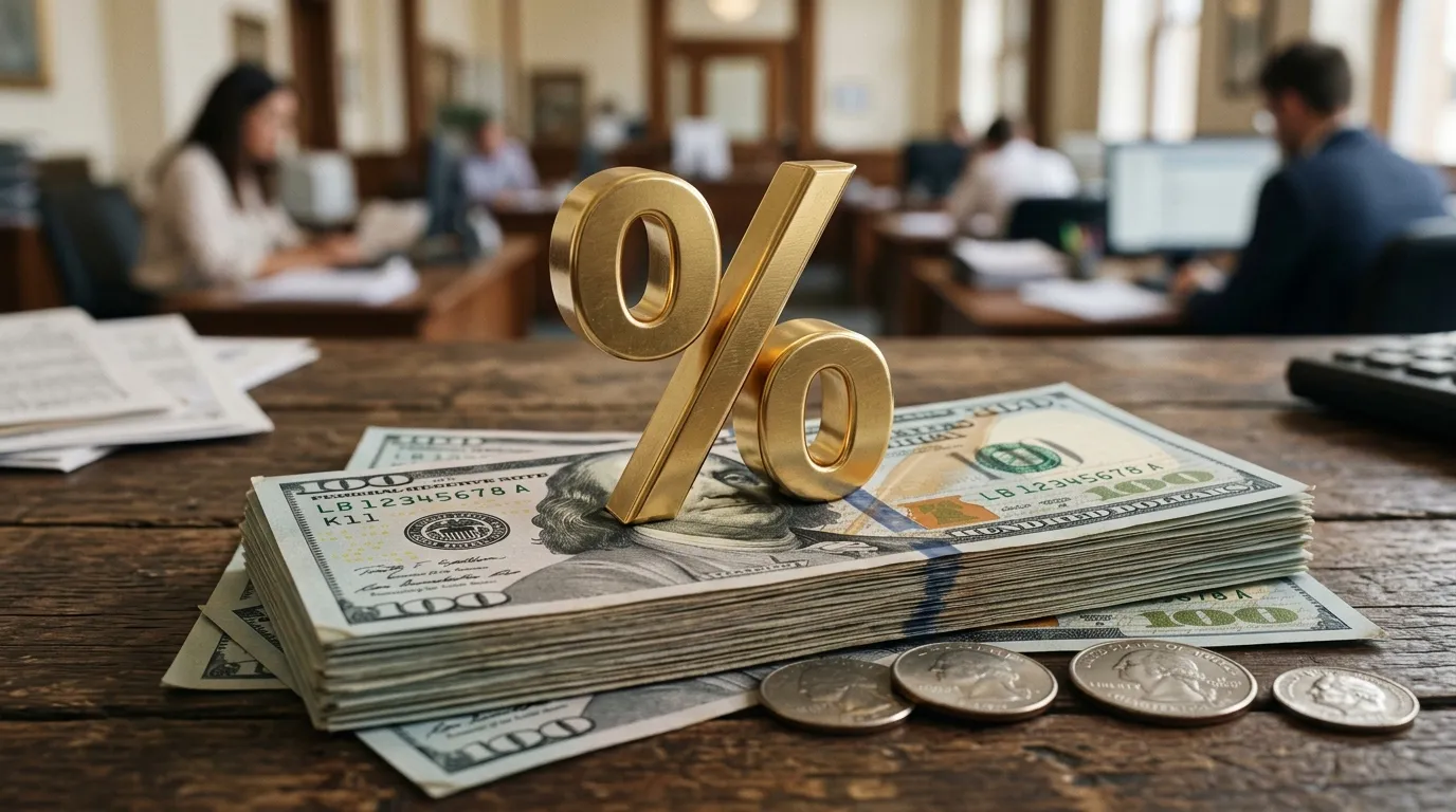 Interest rate percentage financial graph depicting upward compounding trajectory of investment assets