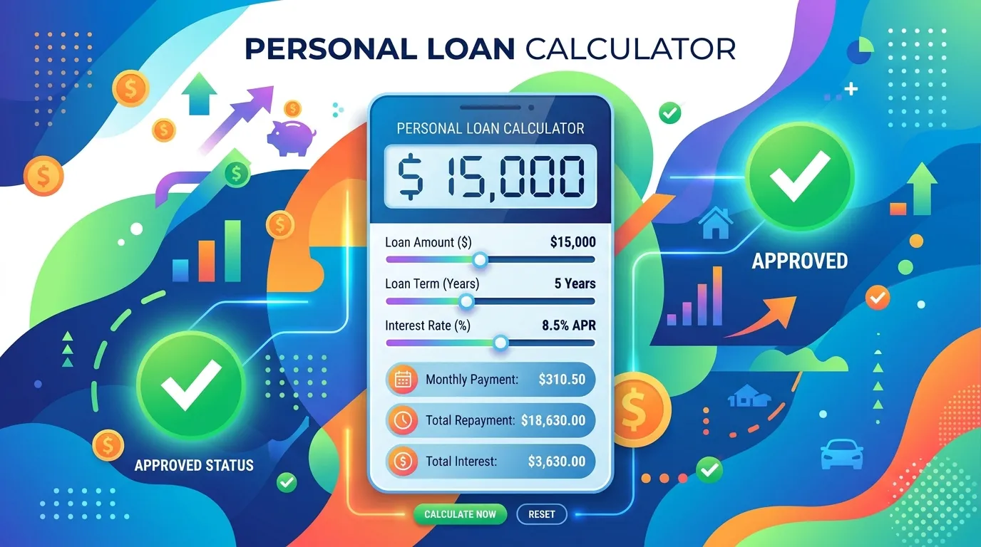 A person calculating personal loan costs on a tablet next to financial documents.